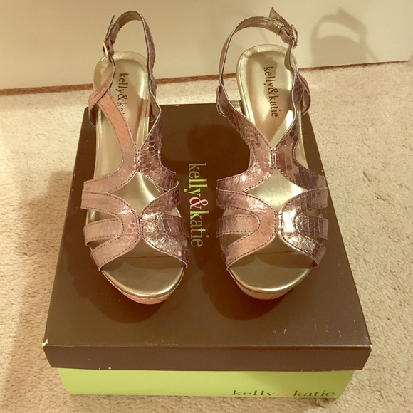 Brand new in box Kelly&katie pewter wedge sandals