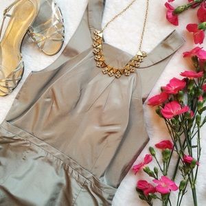 {Jcrew} High Neck Gray Dress in Silk Taffeta