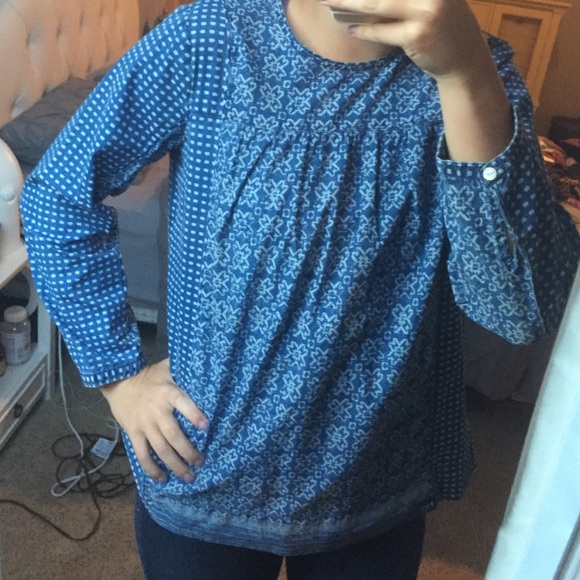 jcrew long sleeve printed top