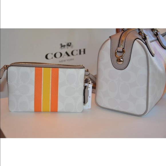 NWT Coach Varsity Stripe Bennett Satchel &Wristlet - Picture 2 of 4