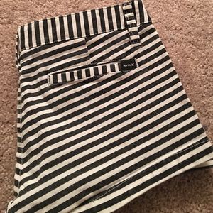 Hurley Black and White Striped Shorts