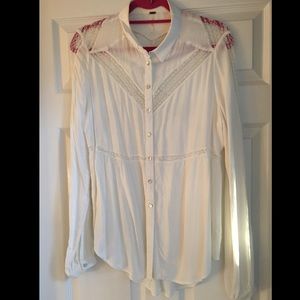 Free People Long Sleeve Lace Top