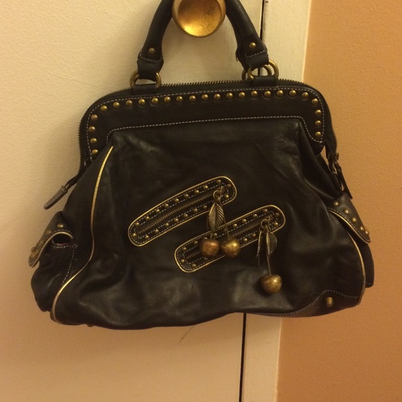 Vintage Betsy Johnson Rockin' Cherries Black Bag