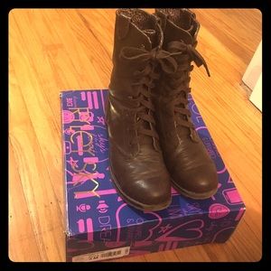 Girls Ryley Sky Lynx Combat Boots Burnished Brown
