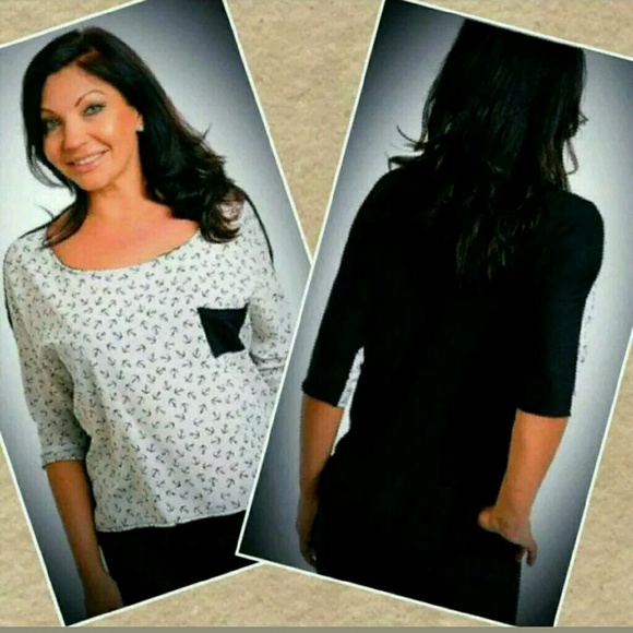 White/Black Rockabilly Anchor top size 1XL