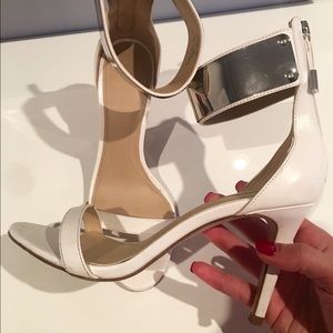 Zara White & Silver Strappy Heels