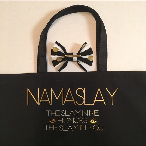 Namaslay Large Sparkly Gold Dipped Tote Bag - Picture 4 of 4