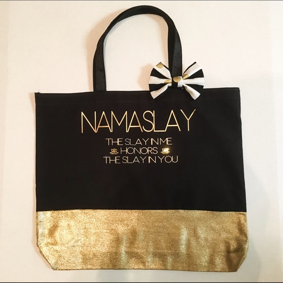 Namaslay Large Sparkly Gold Dipped Tote Bag - Picture 2 of 4