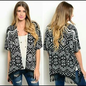 New Black/gray Kimono tribal print cardigan S-M-L