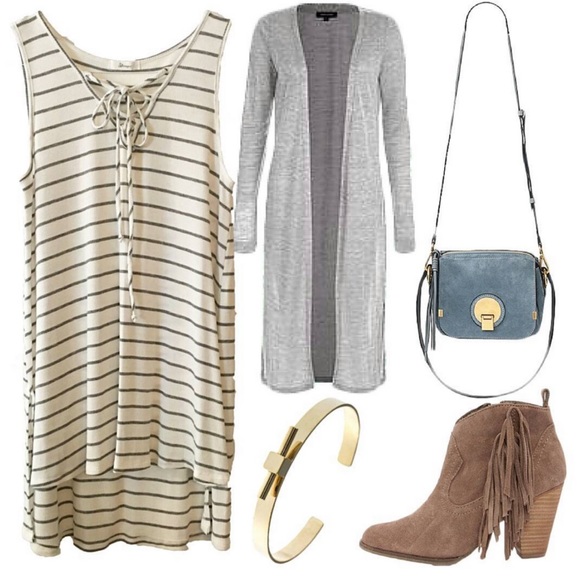 👉LAST ONE👈Striped Lace Up with Side Slits - Picture 3 of 3