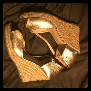 Gold and tan wedges