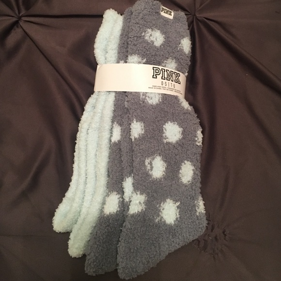 PINK Knee-high fuzzy socks