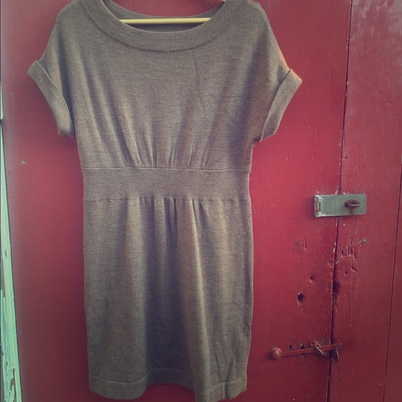 Tan wool sweater dress