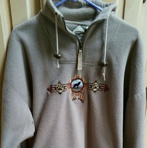 Fleece pullover with dream catcher wolf design.
