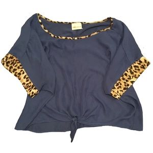 Blue and leopard top
