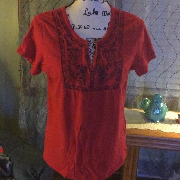 St Johns bay Cotton Tee Size- petite XL color- Red
