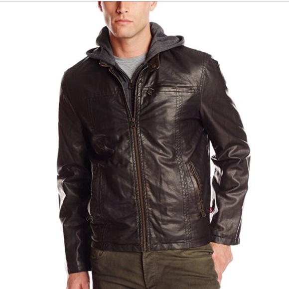 Levi's Men's Faux-Leather Jacket with Hood
