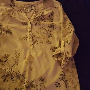 Tan floral blouse
