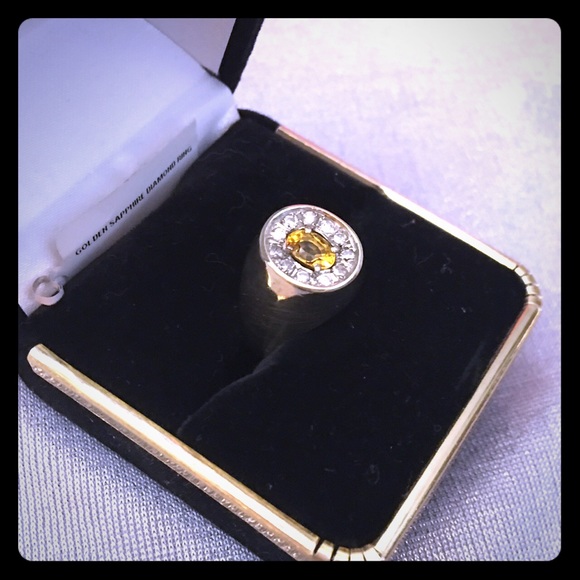 14KT Yellow Sapphire Diamond Ring NWTs