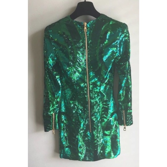 **SOLD**Balmain x H&M Green sequined dress - Picture 3 of 4