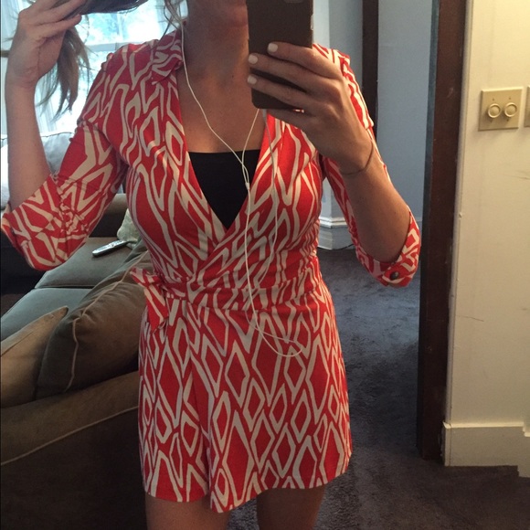 DVF orange print romper