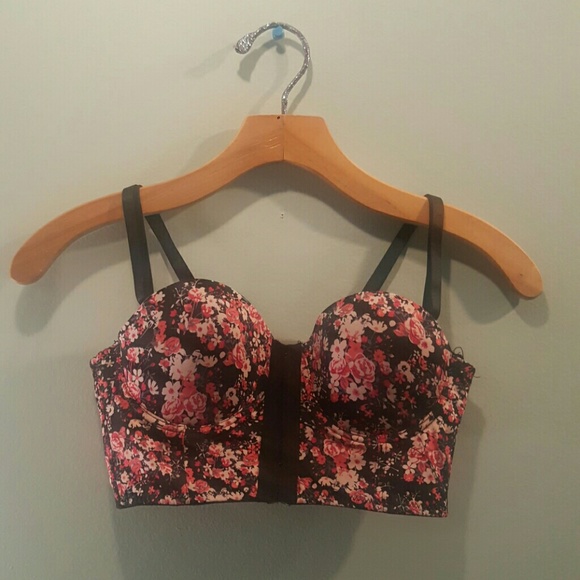 Wet Seal Floral Bustier w/ Front Closure Clips