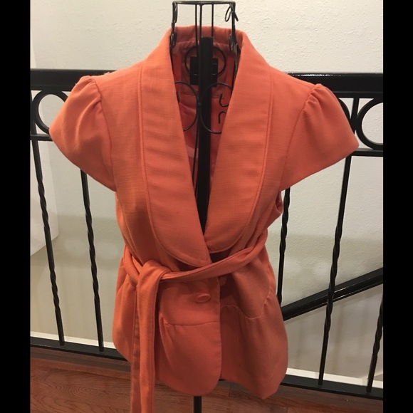 The Limited peach/coral short sleeve jacket