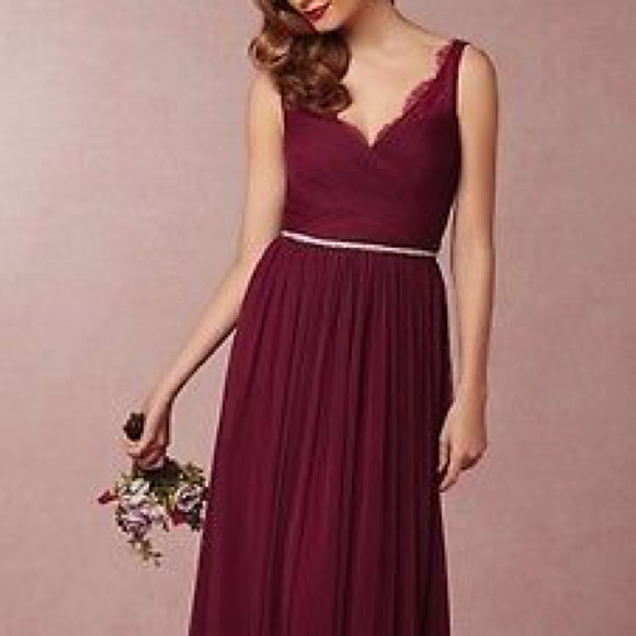 BHLDN bridesmaids dress in black cherry