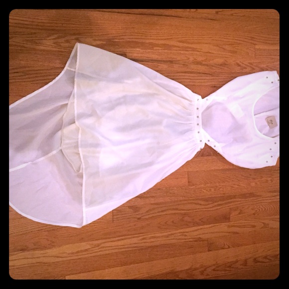 White chiffon high low dress