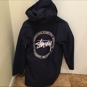 NAVY WATERPROOF MENS STUSSY JACKET
