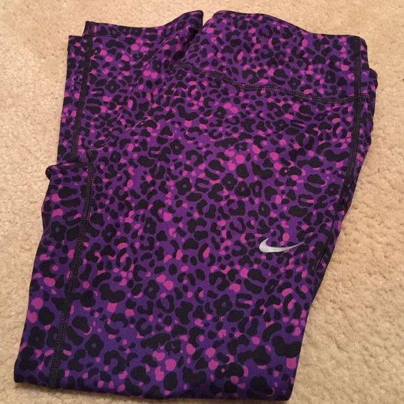 Nike purple leopard workout Capri