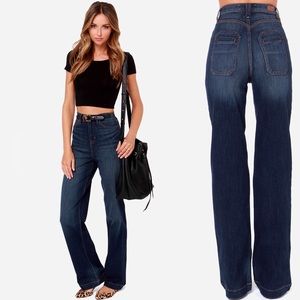 DITTOS CORA HIGH RISE DARK WASH WIDE LEG JEANS