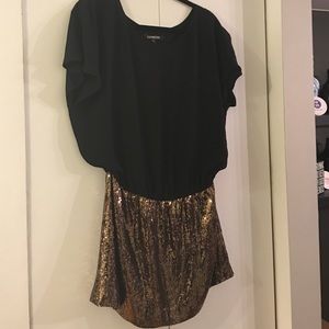 Express Gold Sequin Dress