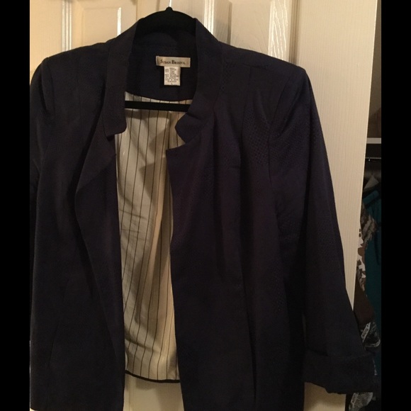 Navy cropped jacket- Mixed linen fabric