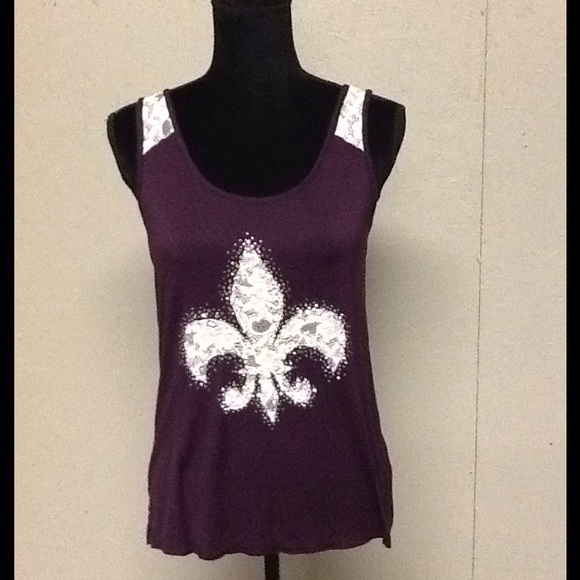 Vanity Tops - Purple Sleeveless Top with Embellished Design