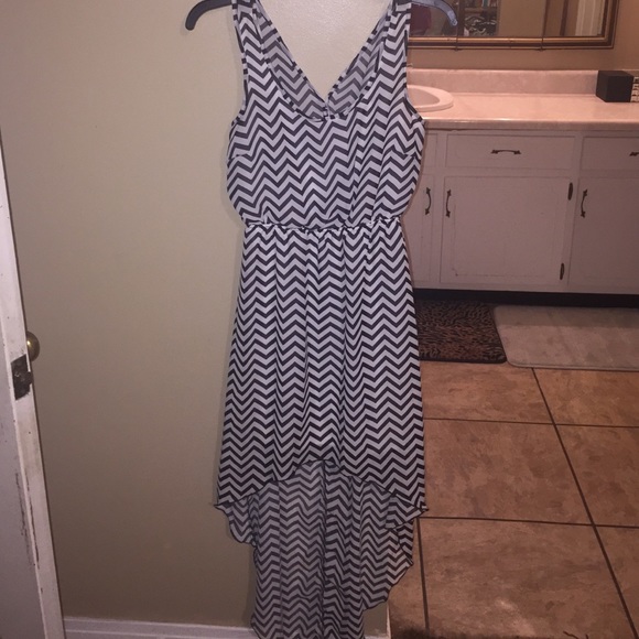 Black & White Chevron Hi Low Dress
