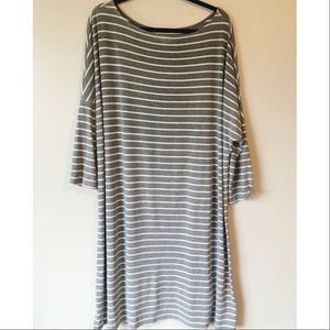Grey & White Striped Tunic Dress