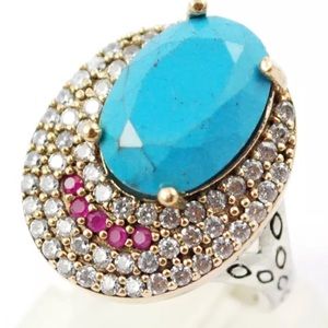 Beautiful Sterling Silver Turquoise/ Ruby Ring
