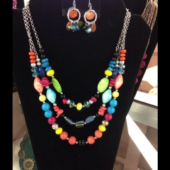 Colorful Necklace and Earring Set