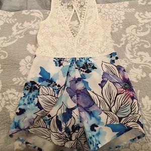 Floral and Lace Romper
