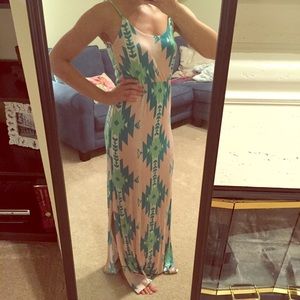 NWT Pink and turquoise maxi dress