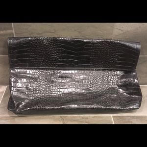 Dries Van Noten Black Alligator Oversize Clutch