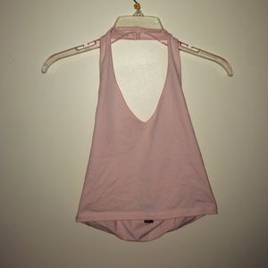 baby pink cropped halter top!