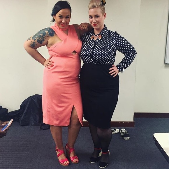 Pantone live coral!  choker body con dress