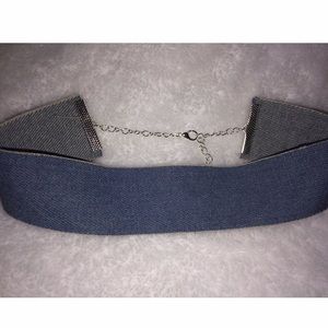 denim choker necklace.