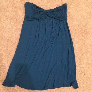 Strapless teal dress