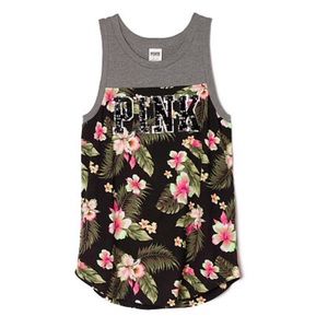 NEW! VS PINK Floral Rib Neck Tank in size XS