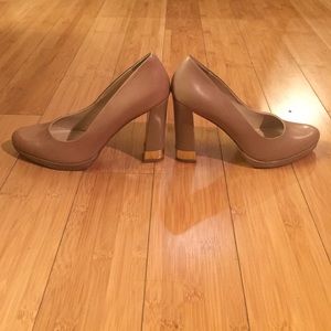 Nine West Nude Pumps with Gold Heel