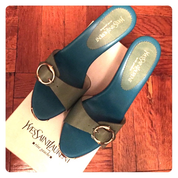 YSL Yves Saint Laurent Wooden Slides