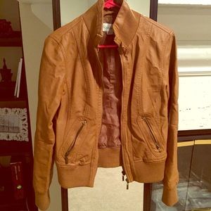 Faux leather bomber jacket